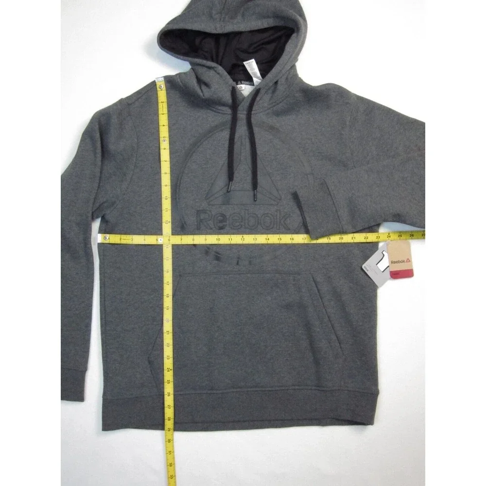 Reebok Men's Rope Climb Long Sleeve Pullover Hoodie Charcoal Heather Fleece L - Picture 5 of 8